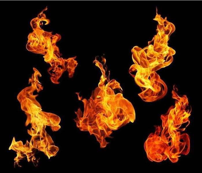 Five Fires on Black Background